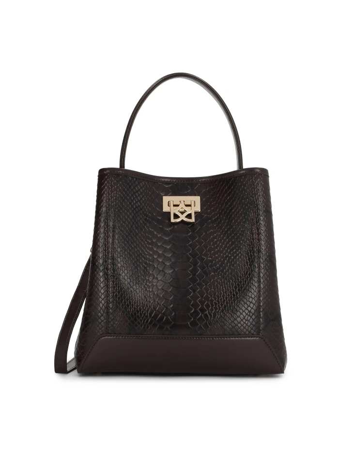 kazar Brown handbag with snake pattern