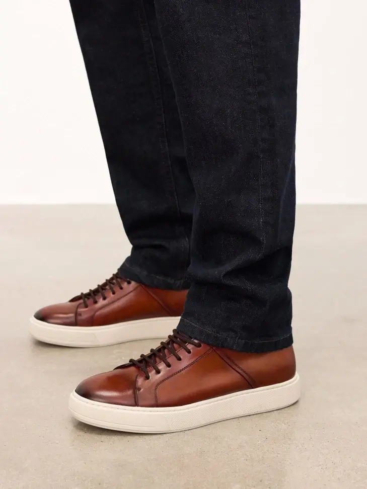 Kazar Brown High-top Sneakers With Binding