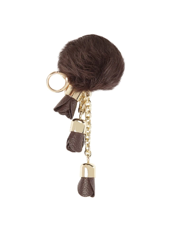 Kazar Brown Key Ring With Pom-pom
