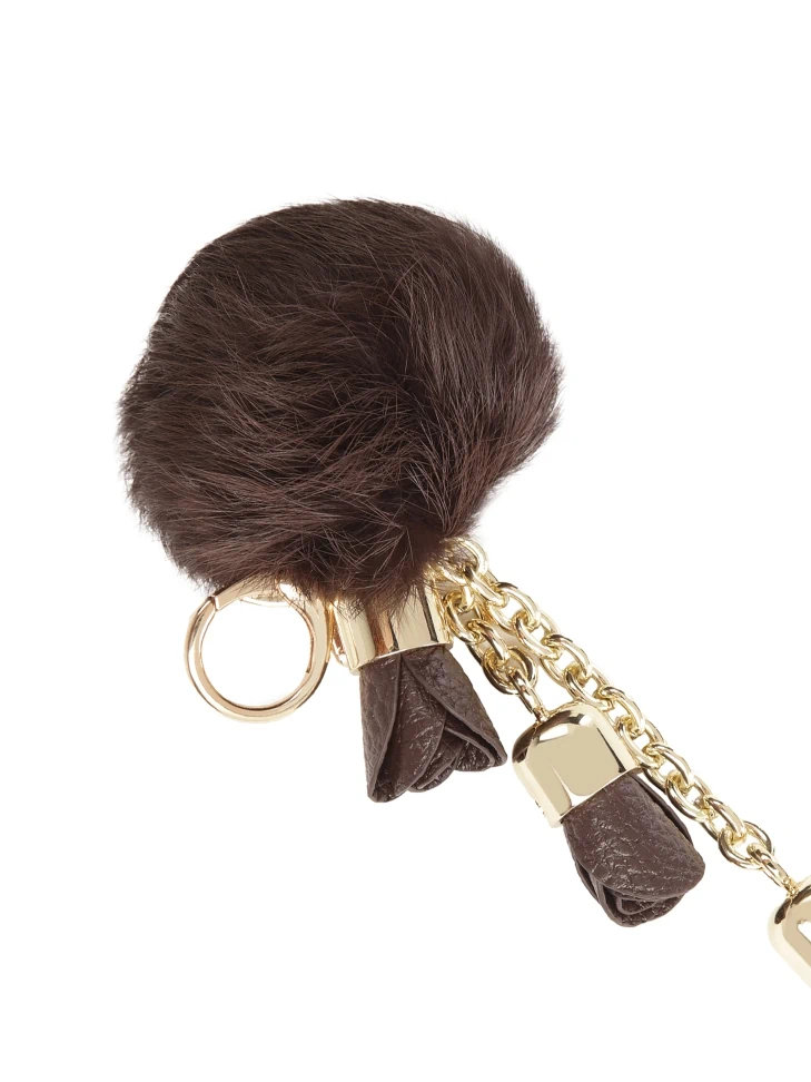 Kazar Brown Key Ring With Pom-pom