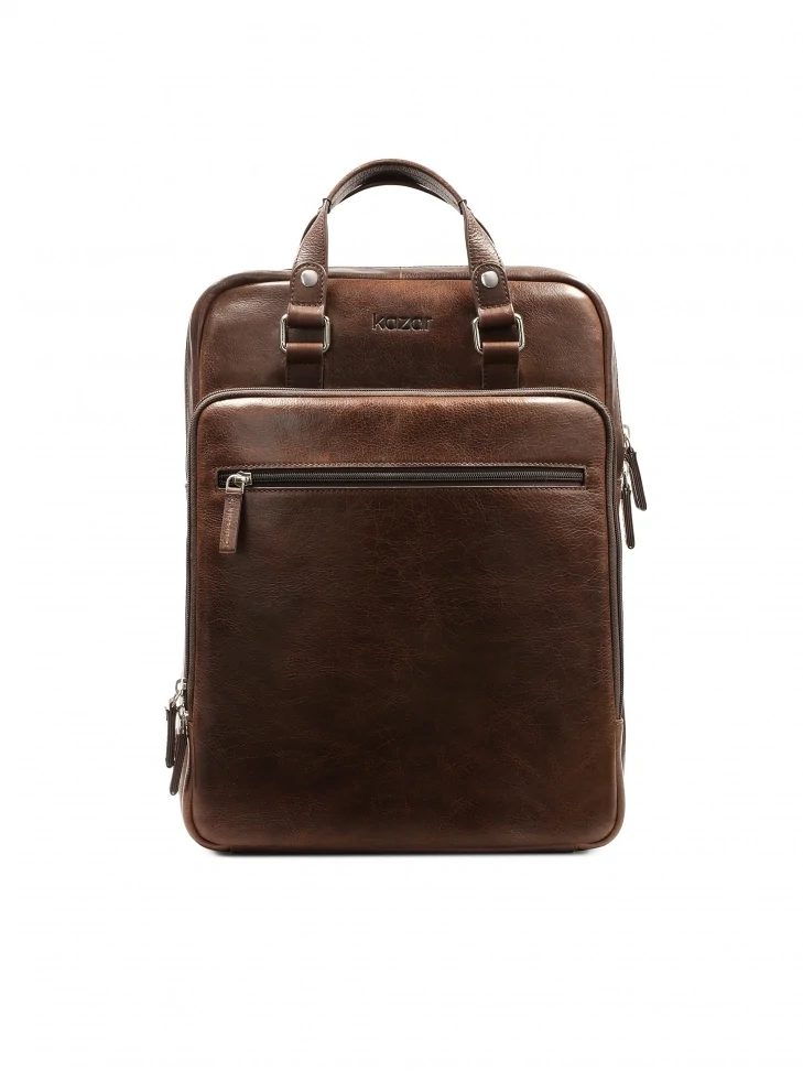 kazar Brown large leather business backpack