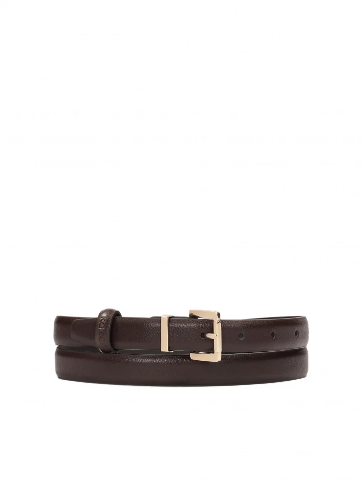 kazar Brown leather belt with classic buckle
