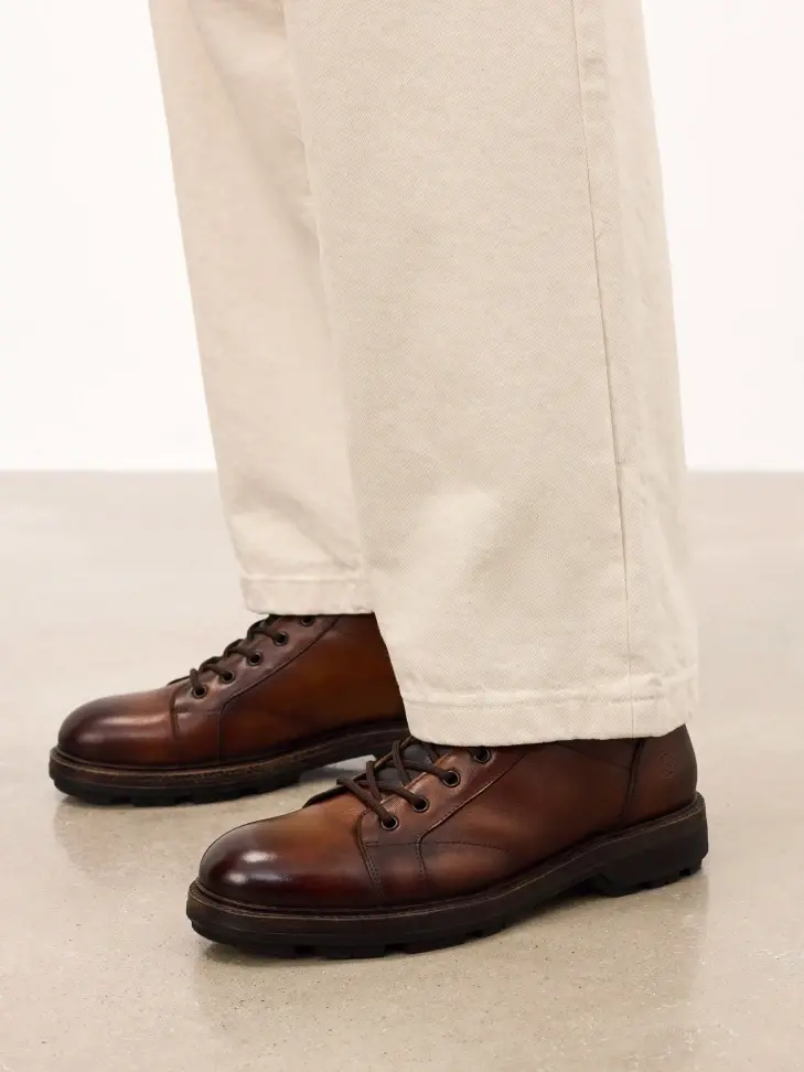 Kazar Brown Leather Boots With Insulated Collar