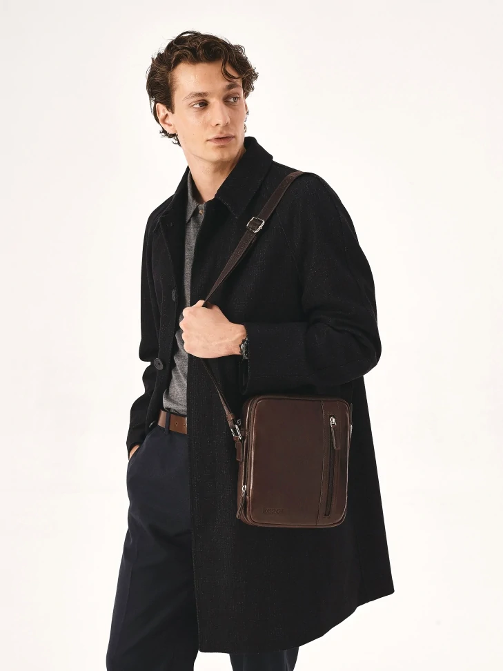 Kazar Brown Leather Crossbody Bag