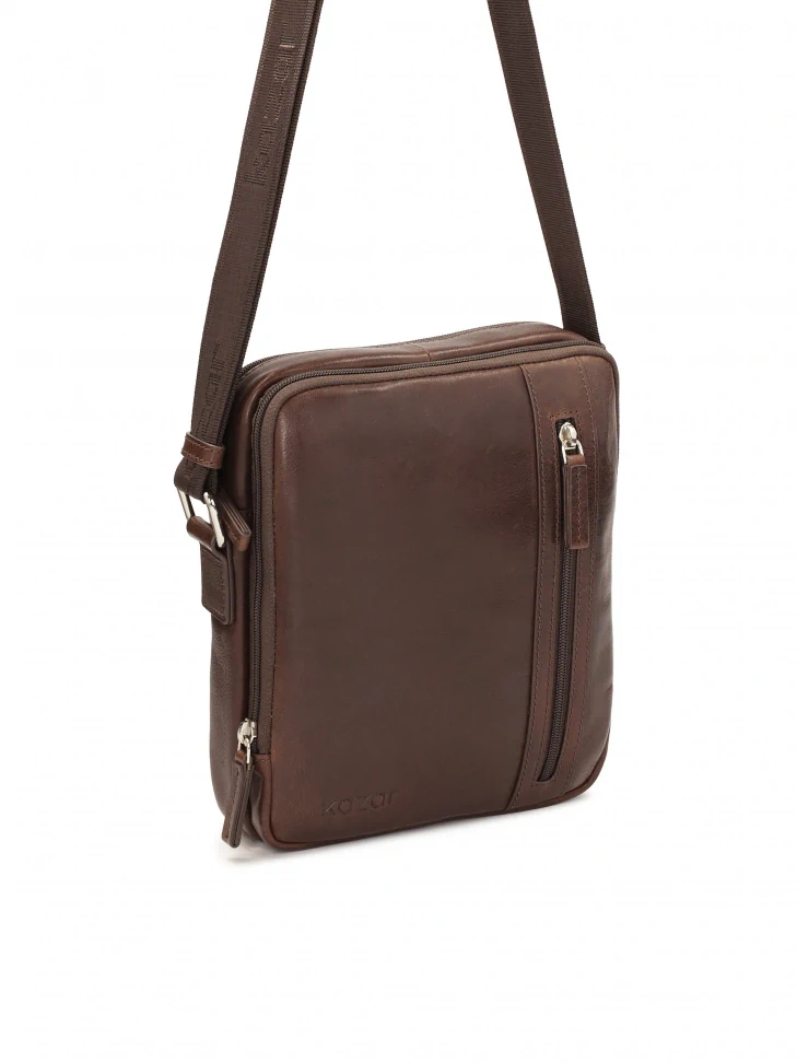 Kazar Brown Leather Crossbody Bag