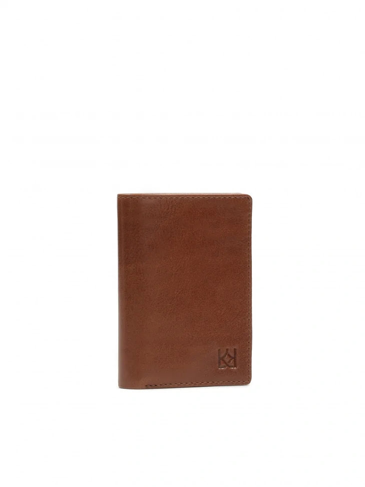 Kazar Brown Leather Double Folding Wallet