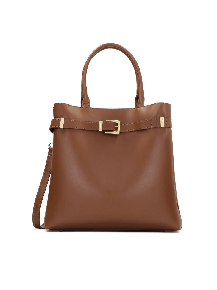 kazar Brown leather handbag with buckle