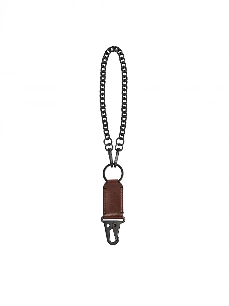 Kazar Brown Leather Key Ring With Snap Hook