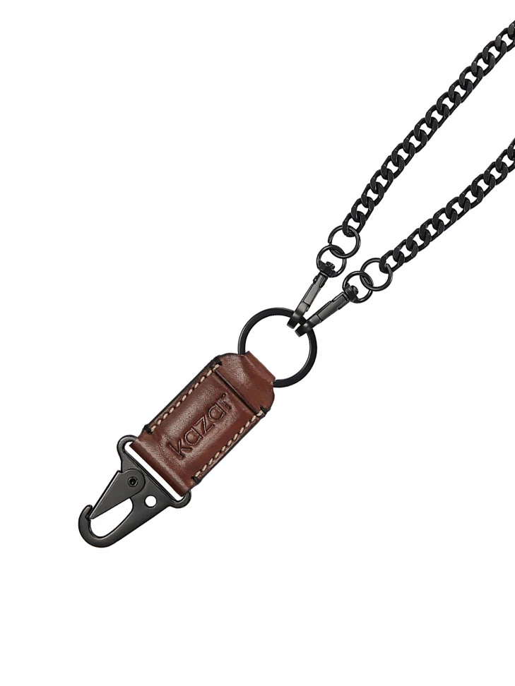 Kazar Brown Leather Key Ring With Snap Hook