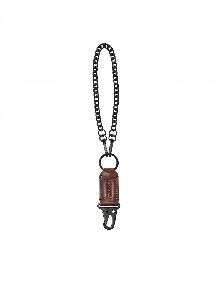kazar Brown leather key ring with snap hook