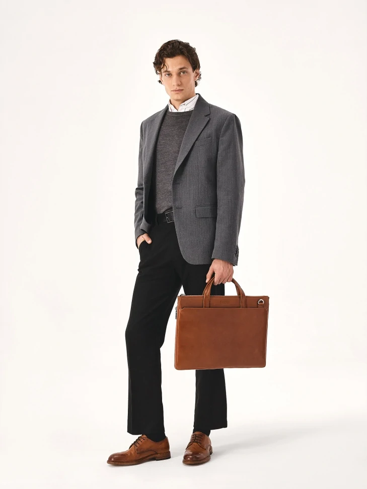 Kazar Brown Leather Laptop And Document Bag