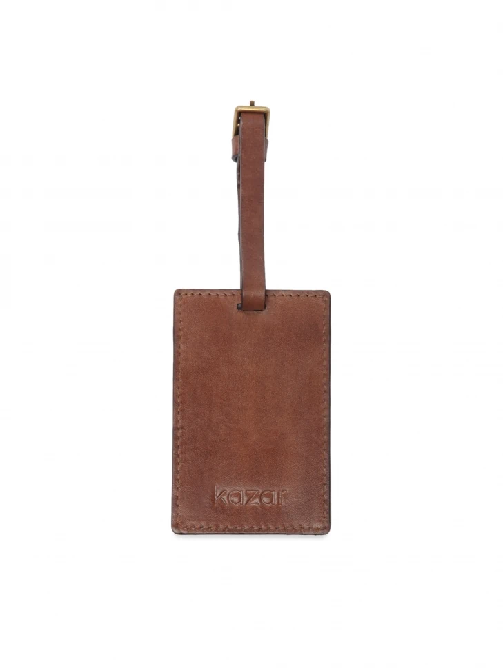 kazar Brown leather luggage tag