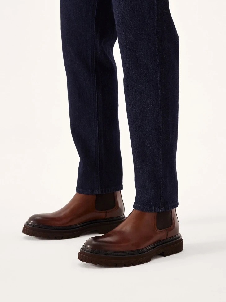 Kazar Brown Leather Men's Chelsea Boots