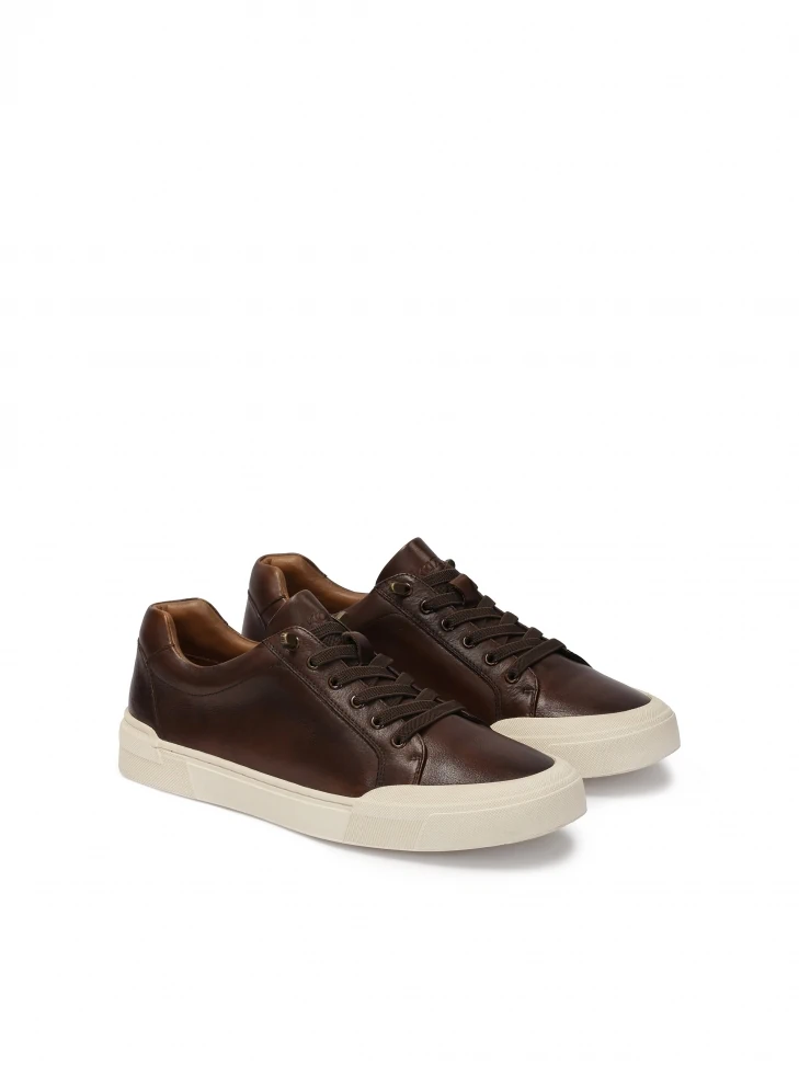 Kazar Brown Leather Men's Sneakers