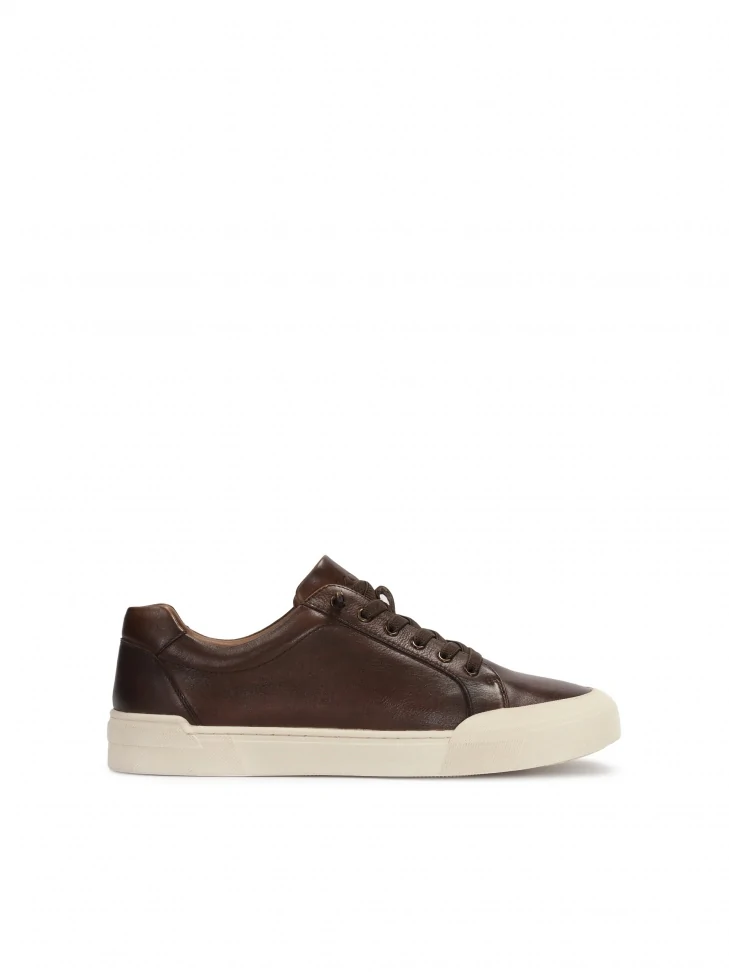 kazar Brown leather men's sneakers