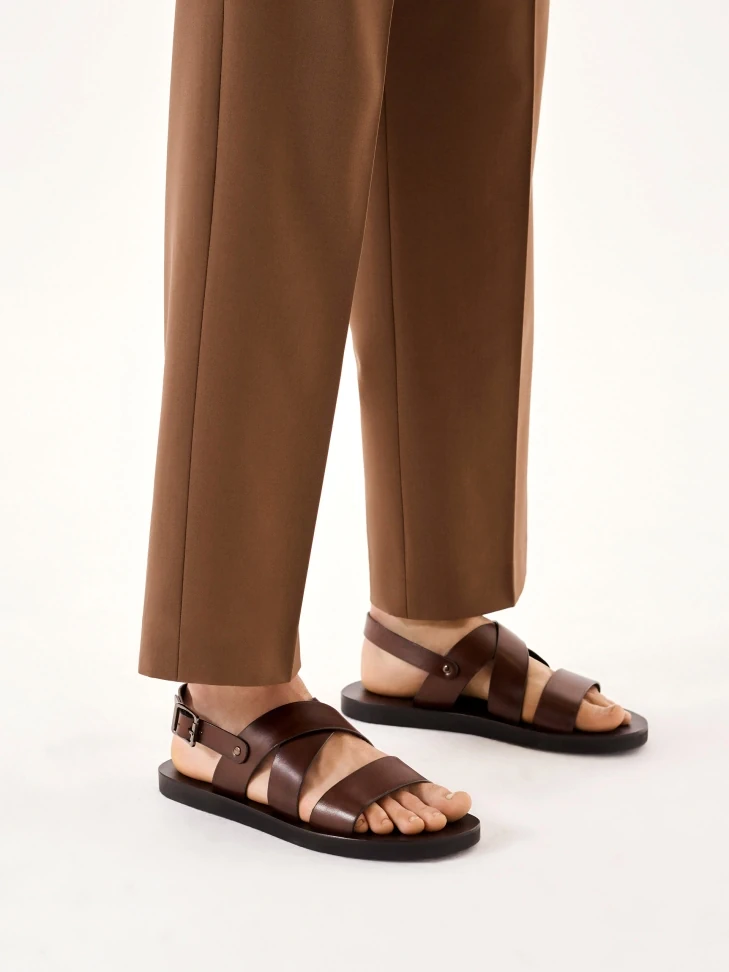Kazar Brown Leather Sandals On A Straight Sole