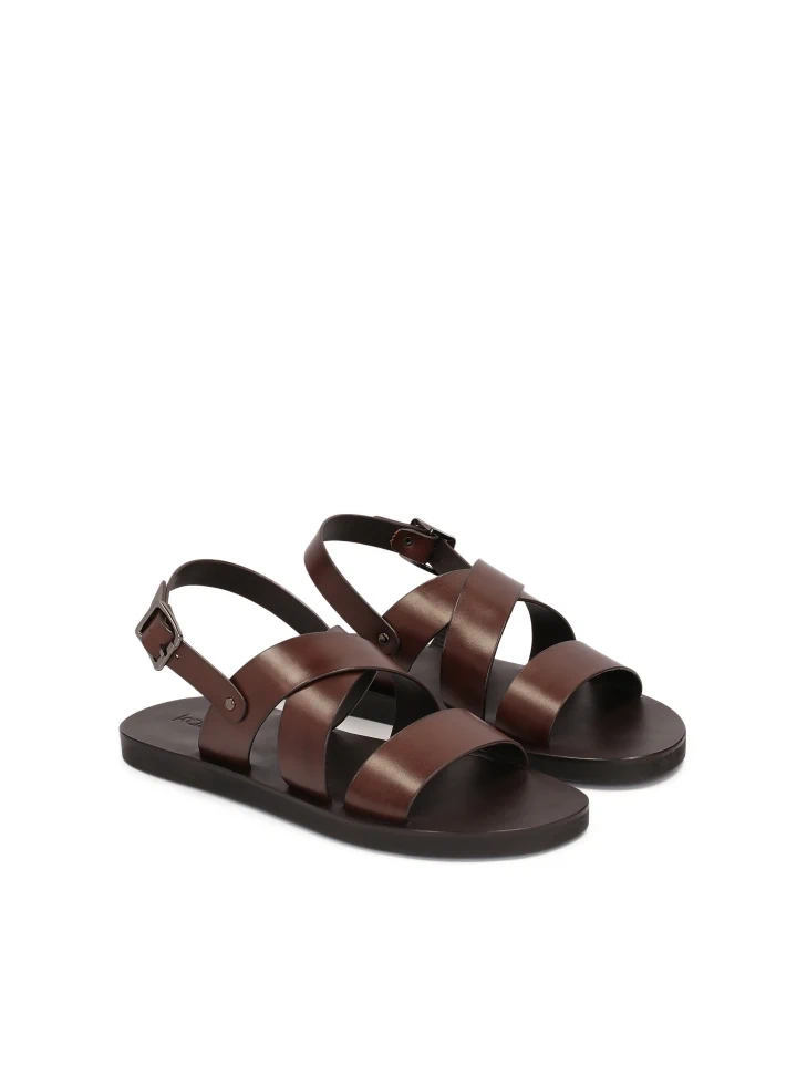 Kazar Brown Leather Sandals On A Straight Sole