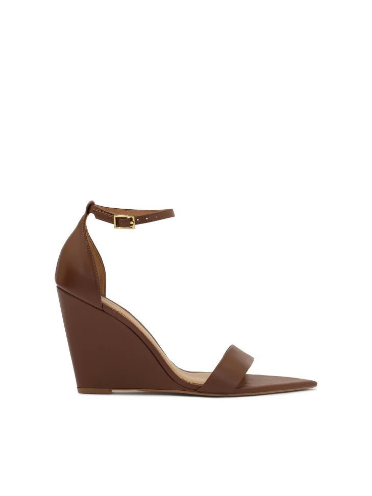 kazar Brown leather sandals with a platform heel