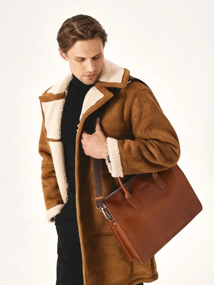 Kazar Brown Leather Single Compartment Bag
