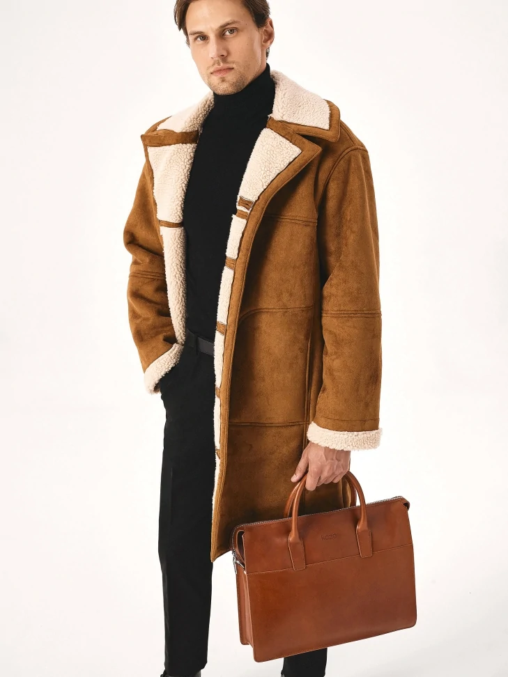 Kazar Brown Leather Single Compartment Bag