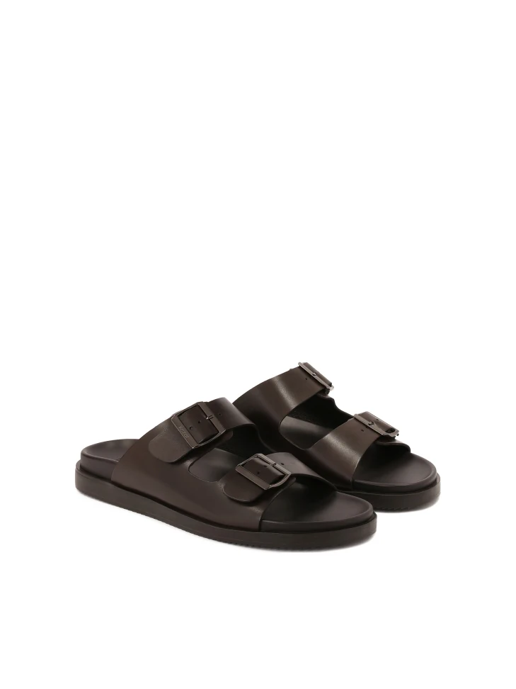 Kazar Brown Leather Slides