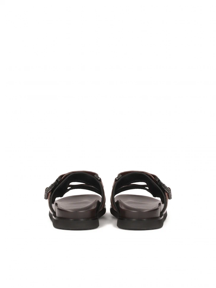 Kazar Brown Leather Slides