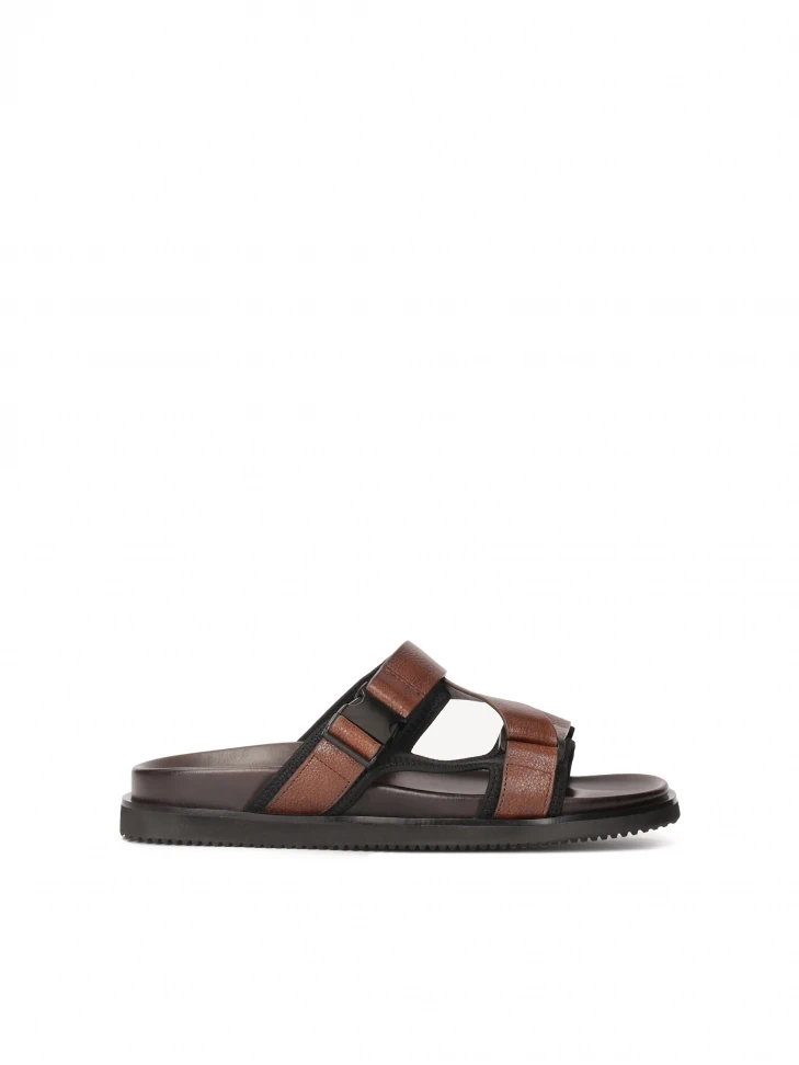 kazar Brown leather slides