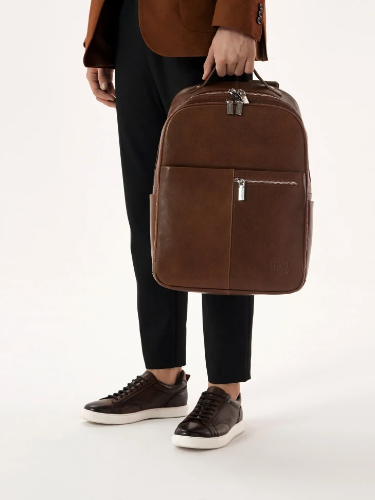 Kazar Brown Leather Sneakers On A White Sole