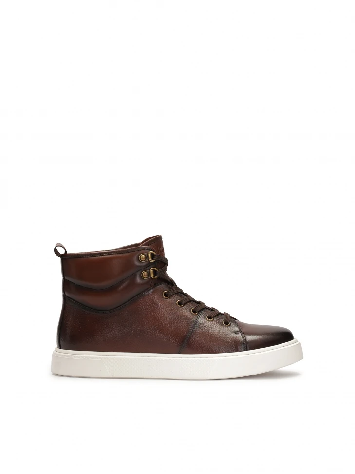 kazar Brown leather sneakers with high upper