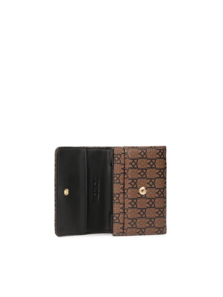 Kazar Brown Leather Wallet With Black Pattern