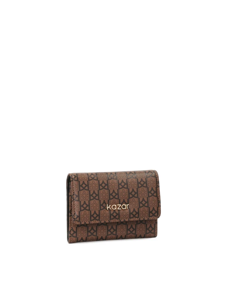 Kazar Brown Leather Wallet With Black Pattern