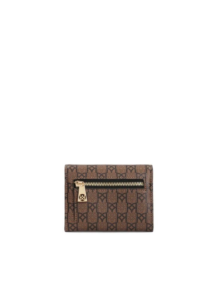 Kazar Brown Leather Wallet With Black Pattern