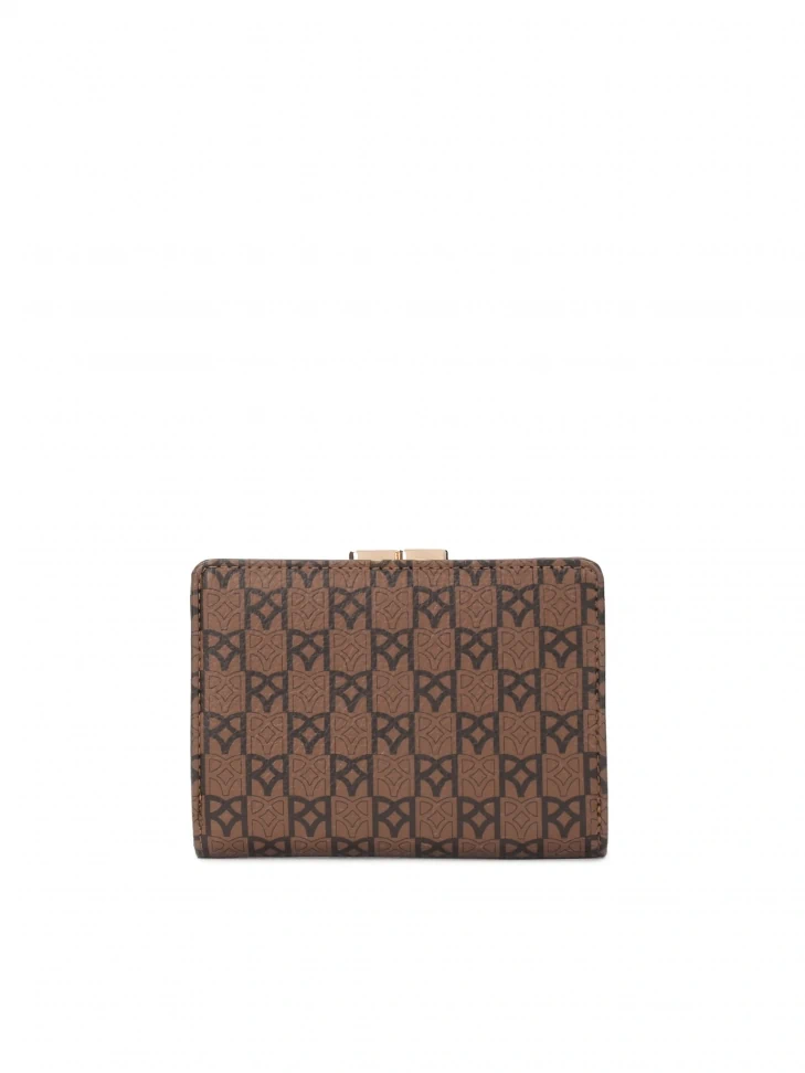 Kazar Brown Leather Wallet With Black Pattern
