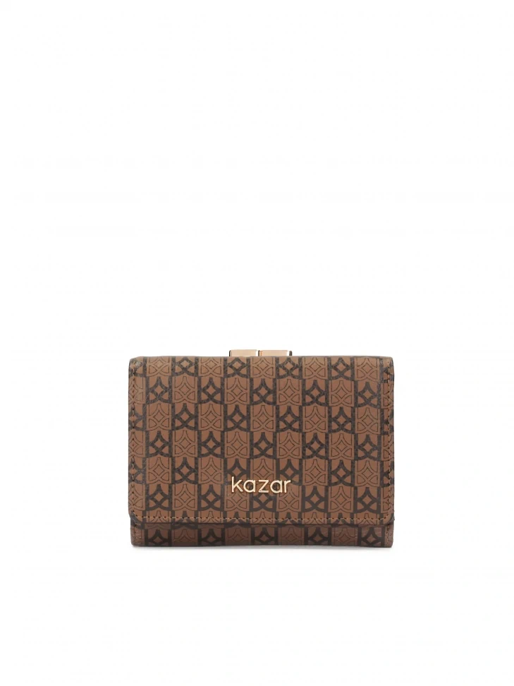 kazar Brown leather wallet with black pattern