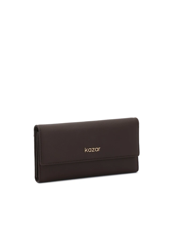 Kazar Brown Leather Wallet With Logo