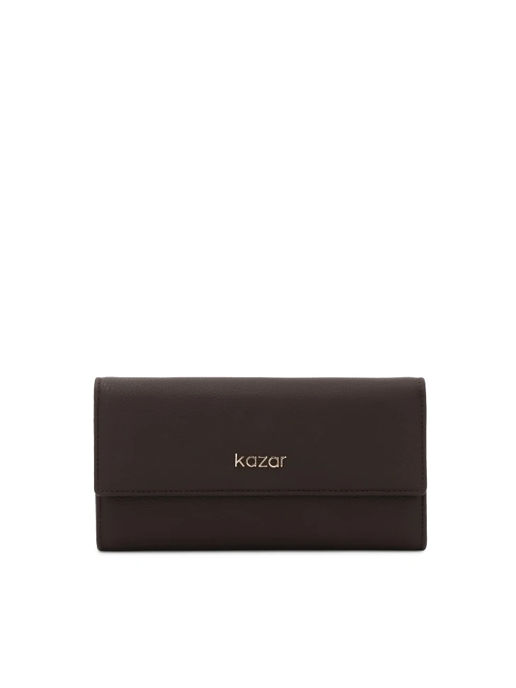 kazar Brown leather wallet with logo