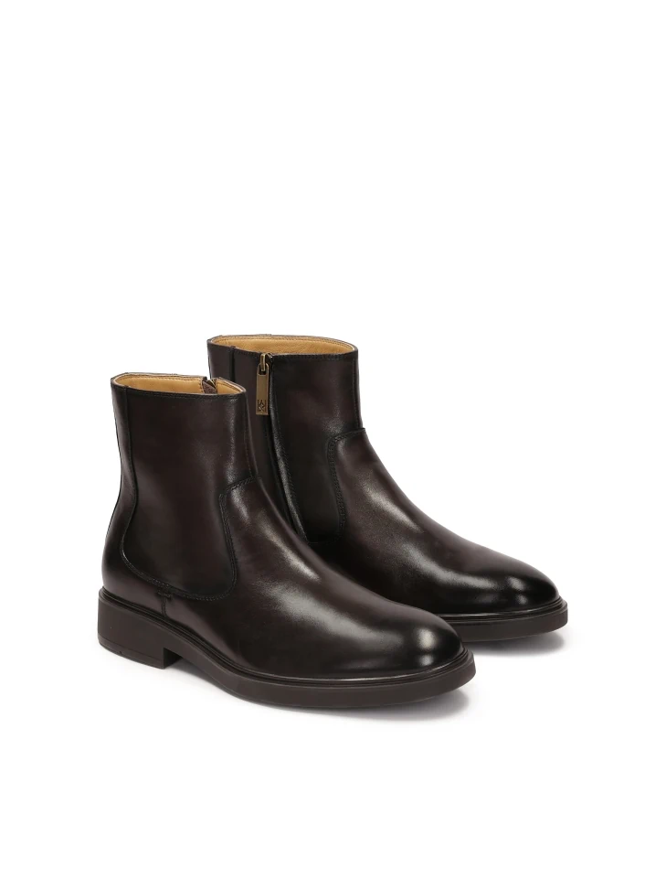 Kazar Brown Leather Zip-up Boots