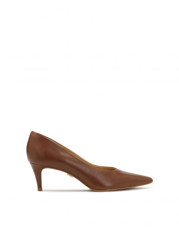 kazar Brown low stiletto pumps
