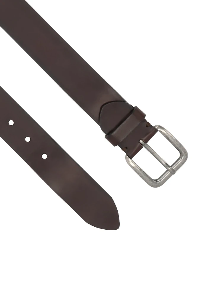 Kazar Brown Men's Belt With Rounded Buckle