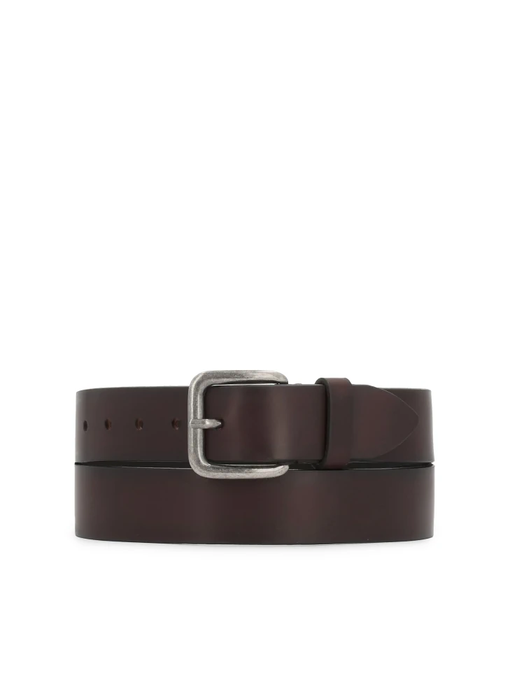 kazar Brown men's belt with rounded buckle