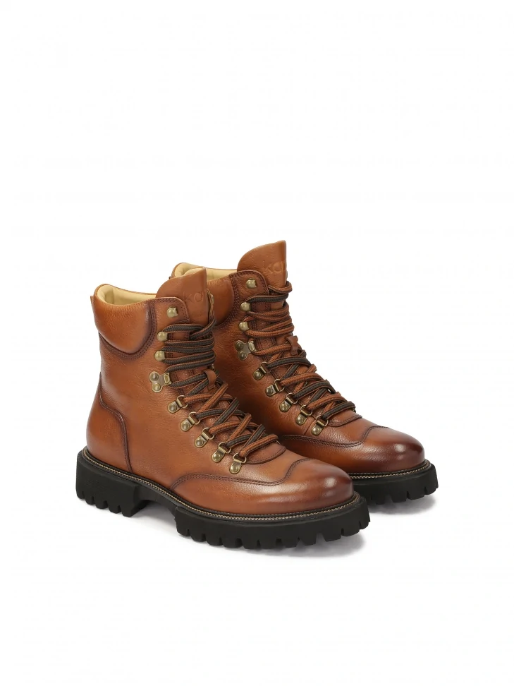 Kazar Brown Men's Boots With Metal Hooks
