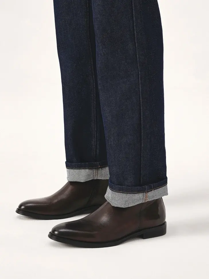 Kazar Brown Men's Boots With Zippered Upper