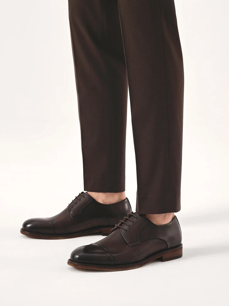 Kazar Brown Men's Shoes With Overlapping Toe Cap