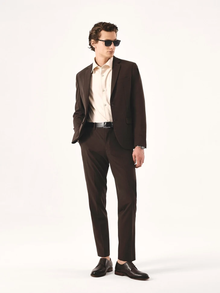 Kazar Brown Men's Shoes With Overlapping Toe Cap