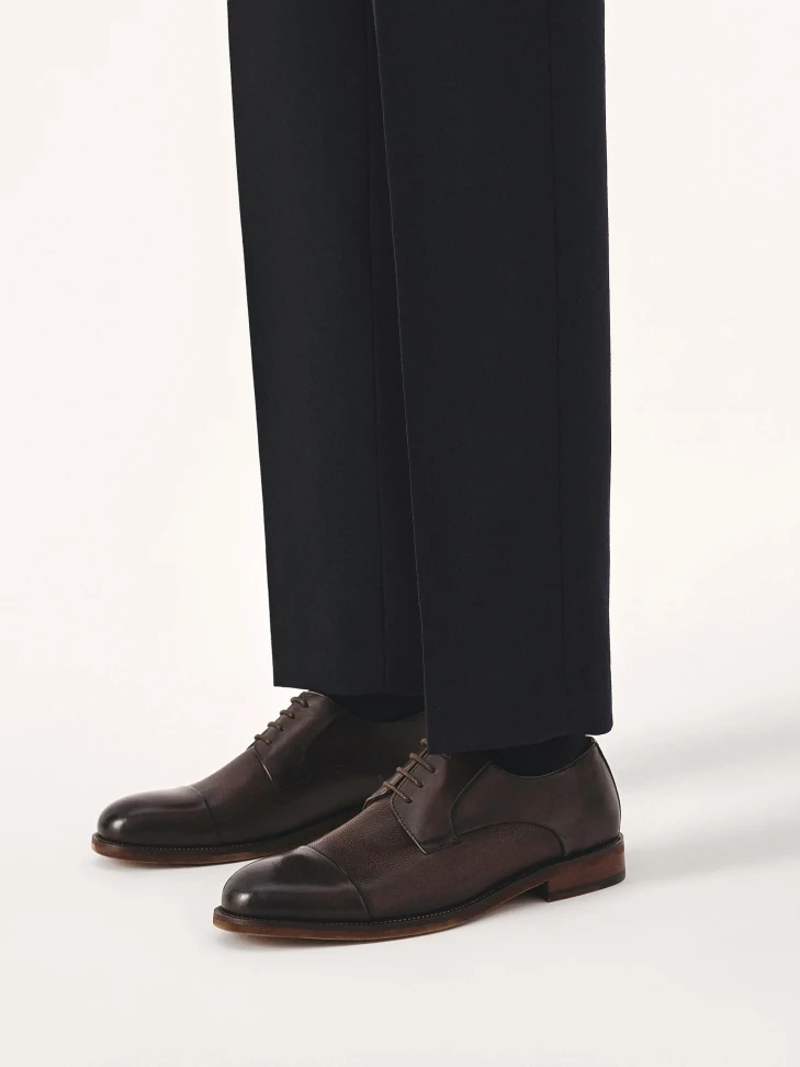 Kazar Brown Men's Shoes With Overlapping Toe Cap