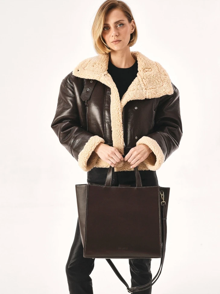 Kazar Brown Minimalist Handbag