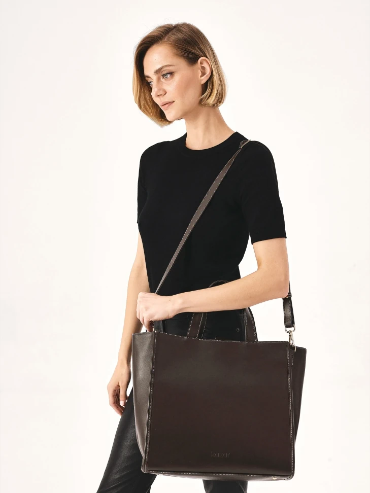 Kazar Brown Minimalist Handbag