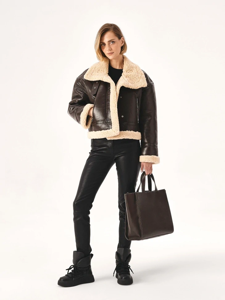 Kazar Brown Minimalist Handbag
