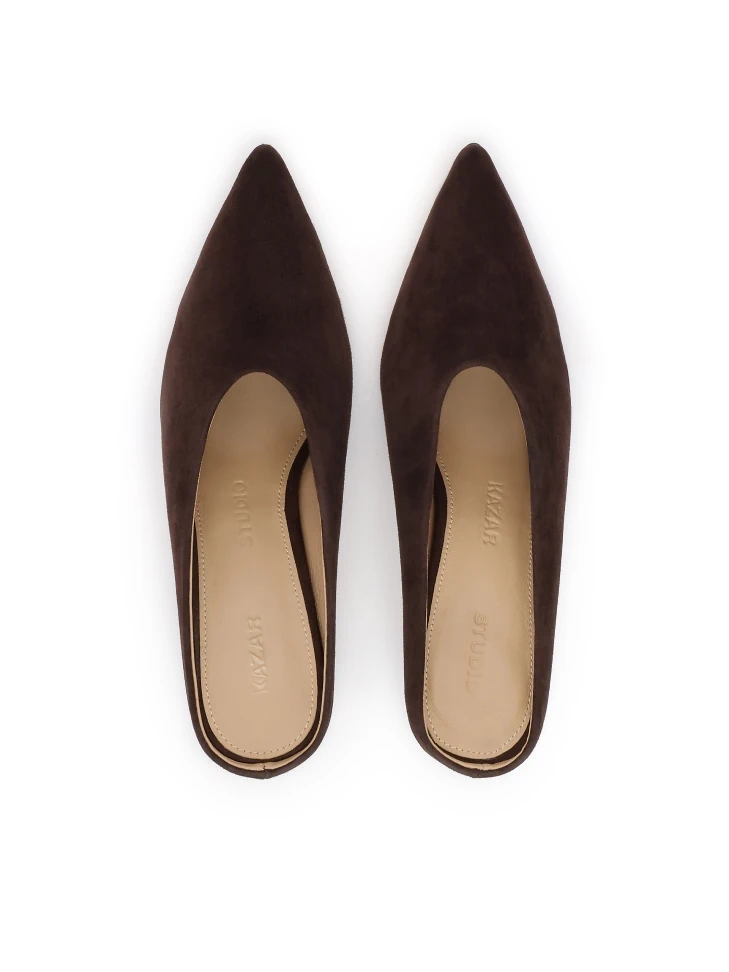 Kazar Brown Mules On A Bent Pin