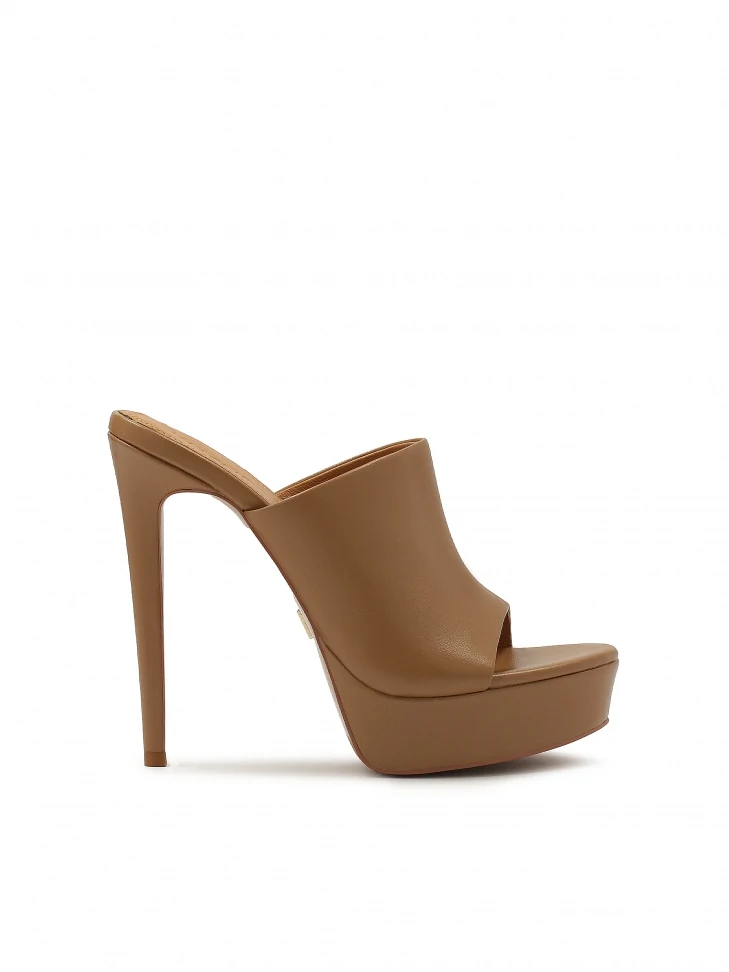 kazar Brown mules with platform and high heel